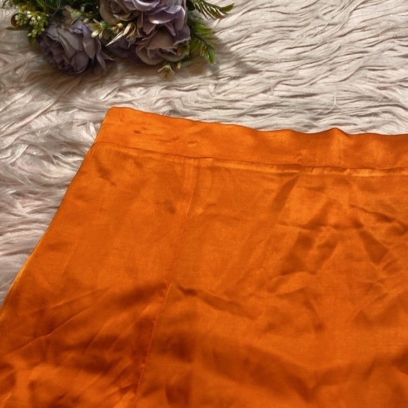 Nation LTD Birdie Flirty Orange Satin Skirt sz S - Picture 2 of 9